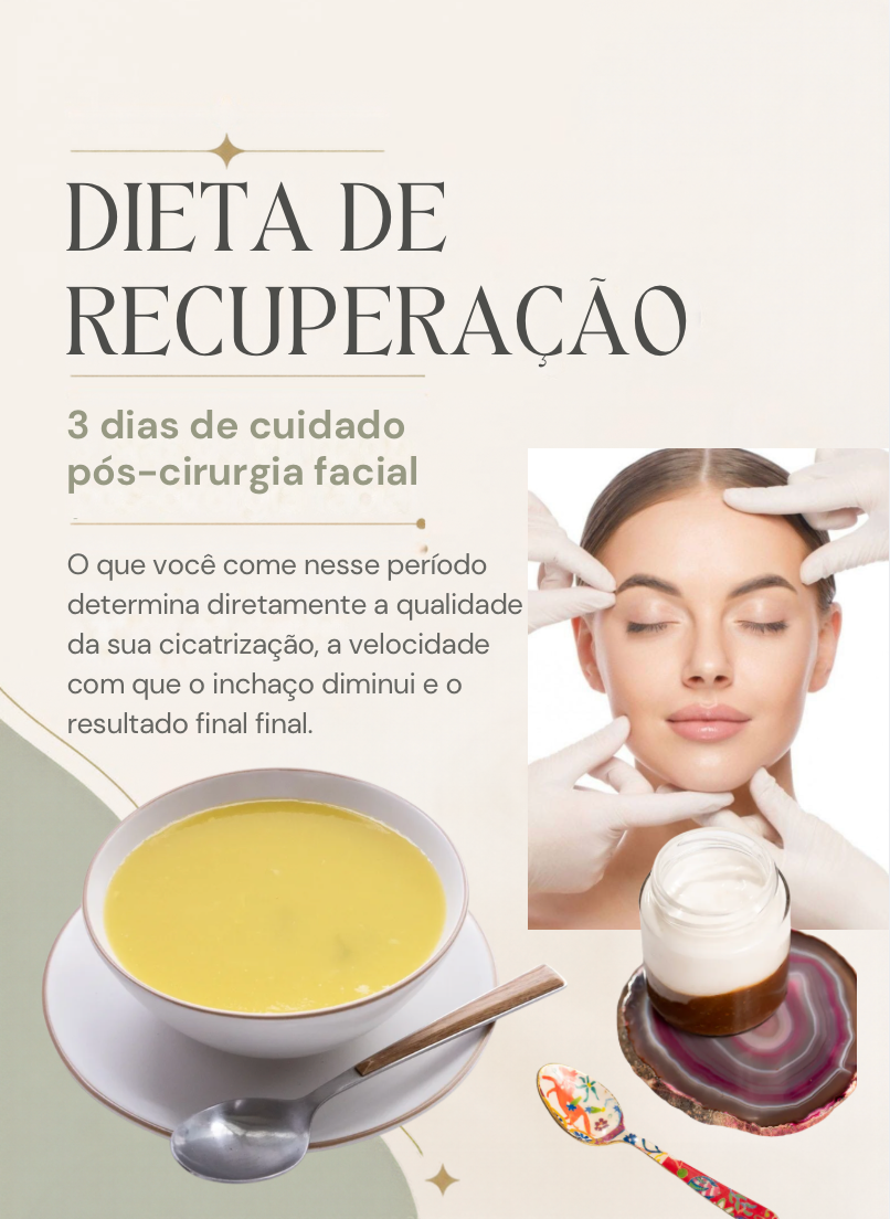 Protocolo 3 dias de dieta pós cirúrgico: isento de glúten, leite, acido e cítrico