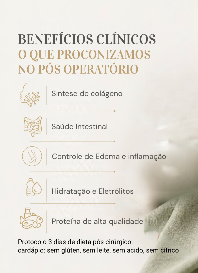 Protocolo 3 dias de dieta pós cirúrgico: isento de glúten, leite, acido e cítrico